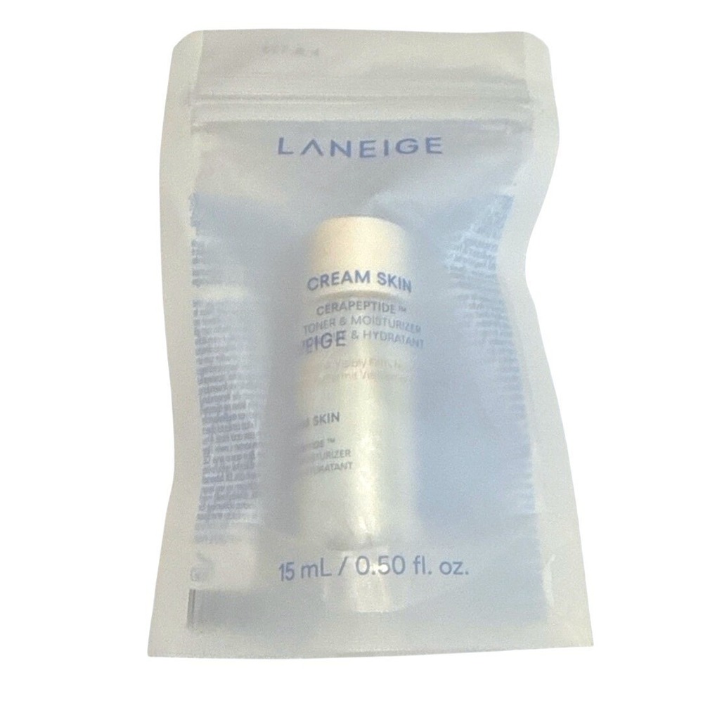 NIP Laneige Cream Skin Cerapeptide Toner &Moisturizer Travel Mini 15ml/0.5oz NEW